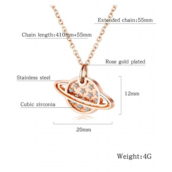 18K Rose Gold Tone Planet Pendant Necklace - Picture 5 of 6